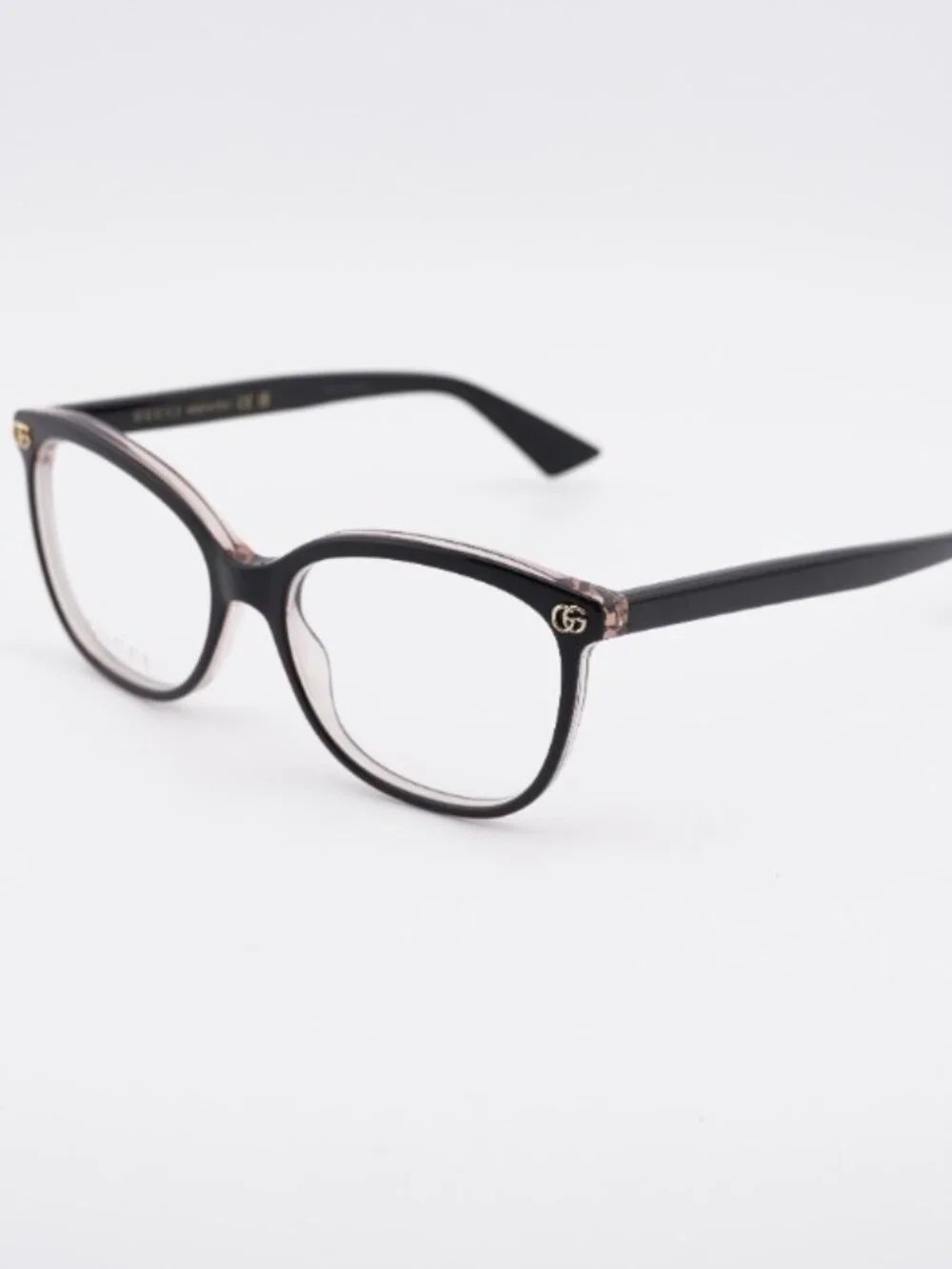 Gucci GG1816O 007 Eyeglasses Black on Pink Crystal 54mm Cat Eye Frame
